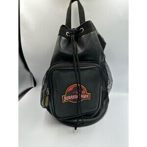 Vintage Jurassic Park Islands of Adventure Universal Black PVC Backpack